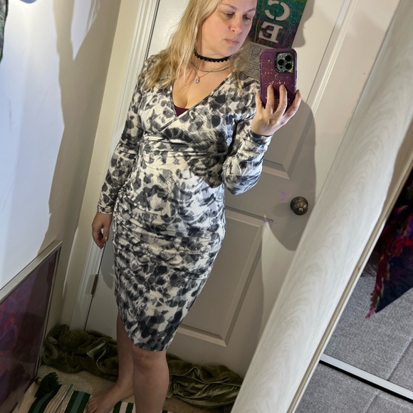 BANANA REPUBLIC LONG SLEEVE CREAM GRAY DRESS M MEDIUM - Picture 5 of 15